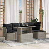 vidaXL 6-delige Loungeset met kussens poly rattan zwart