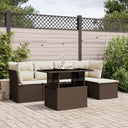 vidaXL 6-delige Loungeset met kussens poly rattan zwart