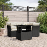 vidaXL 5-piece Lounge Set with Cushions Poly Rattan Black