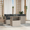 vidaXL 5-piece Lounge Set with Cushions Poly Rattan Black