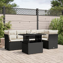 vidaXL 6-delige Loungeset met kussens poly rattan zwart