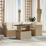 vidaXL 6-delige Loungeset met kussens poly rattan zwart