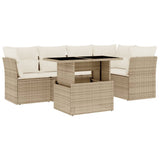 vidaXL 6-delige Loungeset met kussens poly rattan zwart