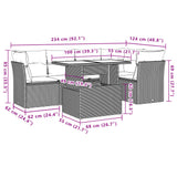 vidaXL 6-delige Loungeset met kussens poly rattan zwart