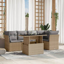 vidaXL 6-delige Loungeset met kussens poly rattan zwart