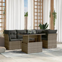 vidaXL 6-delige Loungeset met kussens poly rattan zwart