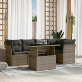 vidaXL 6-delige Loungeset met kussens poly rattan zwart