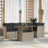 vidaXL 6-delige Loungeset met kussens poly rattan zwart