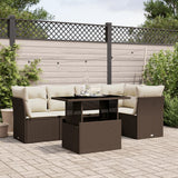 vidaXL 6-delige Loungeset met kussens poly rattan zwart
