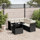 vidaXL 6-delige Loungeset met kussens poly rattan zwart
