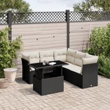 vidaXL 6-delige Loungeset met kussens poly rattan zwart