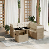 vidaXL 6-delige Loungeset met kussens poly rattan zwart