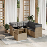 vidaXL 6-delige Loungeset met kussens poly rattan zwart