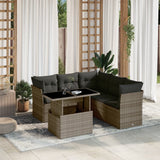 vidaXL 6-delige Loungeset met kussens poly rattan zwart