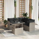 vidaXL 6-delige Loungeset met kussens poly rattan zwart