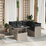 vidaXL 6-delige Loungeset met kussens poly rattan zwart