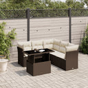 vidaXL 6-delige Loungeset met kussens poly rattan zwart