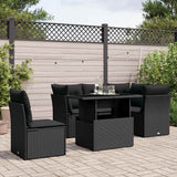 vidaXL 6-Piece Lounge Set with Cushions Poly Rattan Black