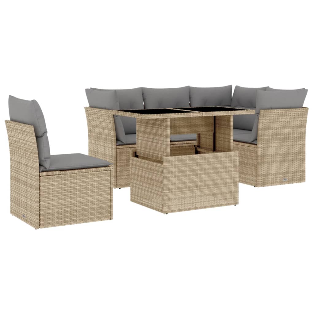 vidaXL 6-Piece Lounge Set with Cushions Poly Rattan Black
