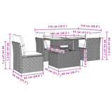 vidaXL 6-Piece Lounge Set with Cushions Poly Rattan Black