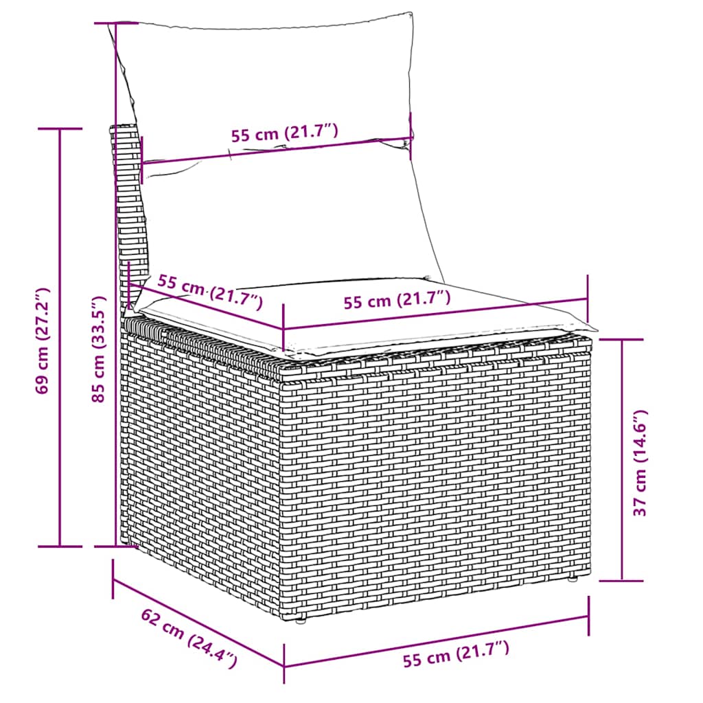 vidaXL 7-delige Loungeset met kussens poly rattan zwart