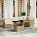 vidaXL 7-delige Loungeset met kussens poly rattan zwart