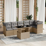 vidaXL 7-delige Loungeset met kussens poly rattan zwart
