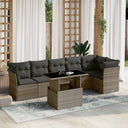 vidaXL 7-delige Loungeset met kussens poly rattan zwart