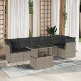 vidaXL 7-delige Loungeset met kussens poly rattan zwart
