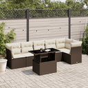 vidaXL 7-delige Loungeset met kussens poly rattan zwart