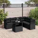 vidaXL 7-Piece Lounge Set with Cushions Poly Rattan Black
