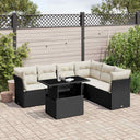 vidaXL 7-Piece Lounge Set with Cushions Poly Rattan Black