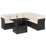 vidaXL 7-Piece Lounge Set with Cushions Poly Rattan Black