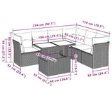 vidaXL 7-Piece Lounge Set with Cushions Poly Rattan Black