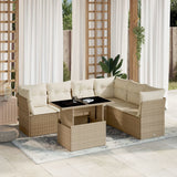 vidaXL 7-Piece Lounge Set with Cushions Poly Rattan Black