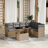 vidaXL 7-Piece Lounge Set with Cushions Poly Rattan Black