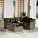 vidaXL 7-Piece Lounge Set with Cushions Poly Rattan Black