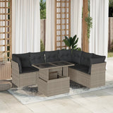 vidaXL 7-Piece Lounge Set with Cushions Poly Rattan Black