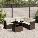 vidaXL 7-Piece Lounge Set with Cushions Poly Rattan Black
