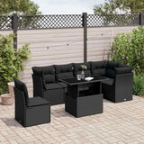 vidaXL 7-Piece Lounge Set with Cushions Poly Rattan Black