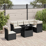 vidaXL 7-Piece Lounge Set with Cushions Poly Rattan Black