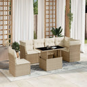 vidaXL 7-Piece Lounge Set with Cushions Poly Rattan Black