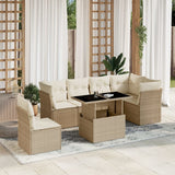 vidaXL 7-Piece Lounge Set with Cushions Poly Rattan Black