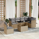 vidaXL 7-Piece Lounge Set with Cushions Poly Rattan Black