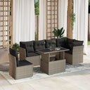 vidaXL 7-Piece Lounge Set with Cushions Poly Rattan Black