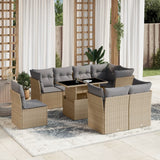 vidaXL 9-delige Loungeset met kussens poly rattan zwart