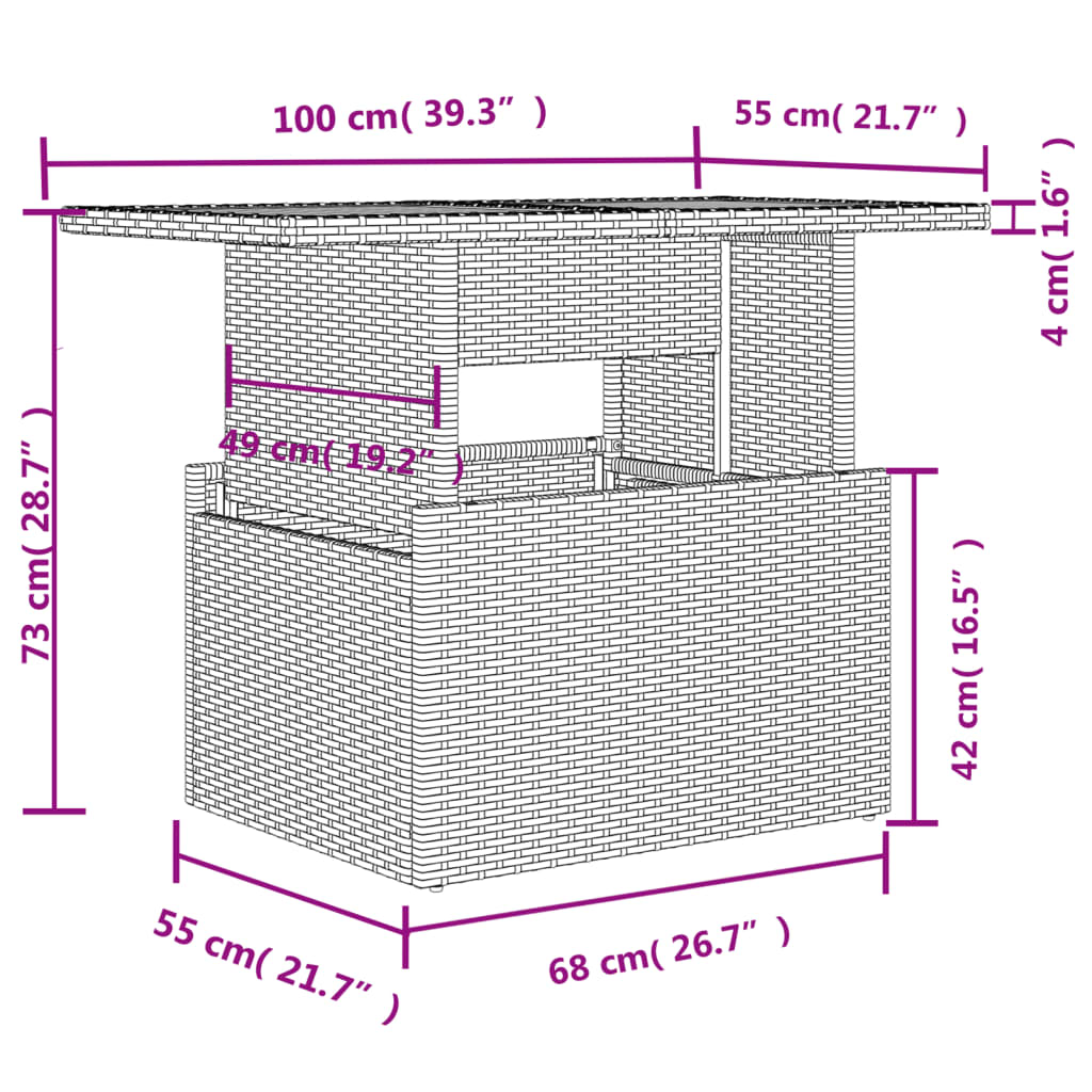 vidaXL 9-delige Loungeset met kussens poly rattan zwart