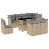 vidaXL 9-delige Loungeset met kussens poly rattan zwart