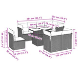 vidaXL 9-delige Loungeset met kussens poly rattan zwart