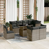 vidaXL 9-delige Loungeset met kussens poly rattan zwart